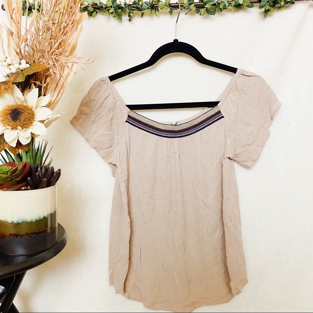 Simple boho tan blouse